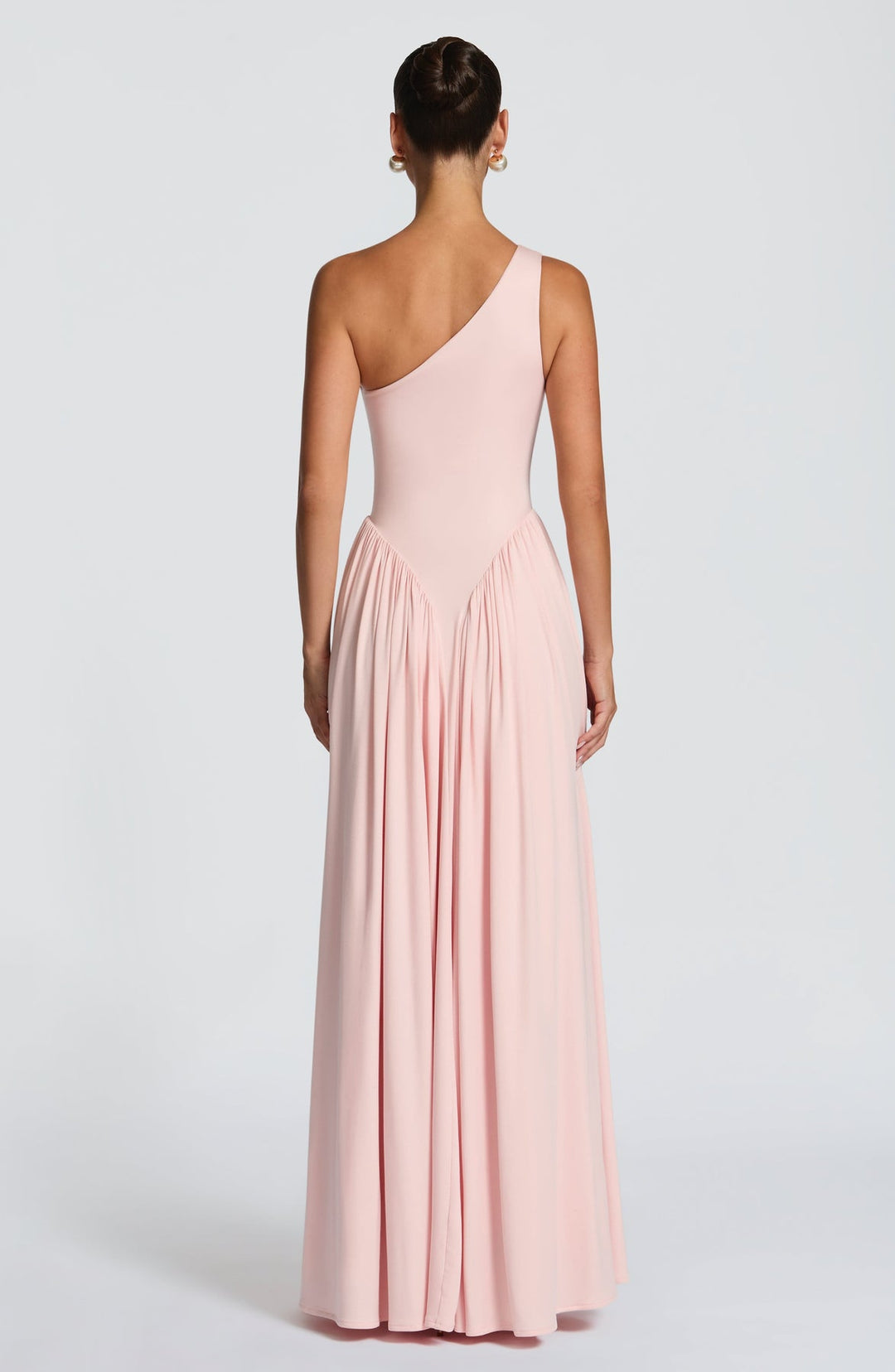 Women’s One-Shoulder Maxi Dress with Pleated Skirt and Fitted Bodice