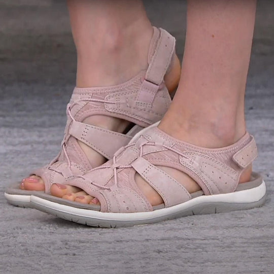 Women’s Open Toe Hook and Loop Strap Flat Sandals