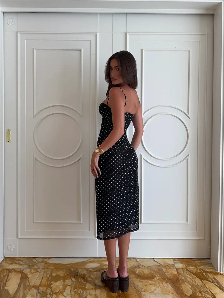 Women’s Polka Dot Strap Midi Dress