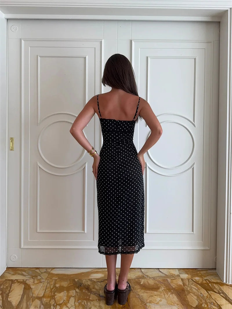 Women’s Polka Dot Strap Midi Dress