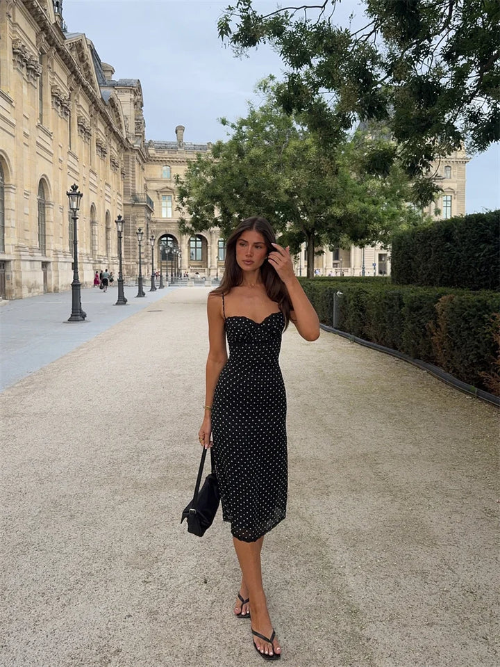 Women’s Polka Dot Strap Midi Dress