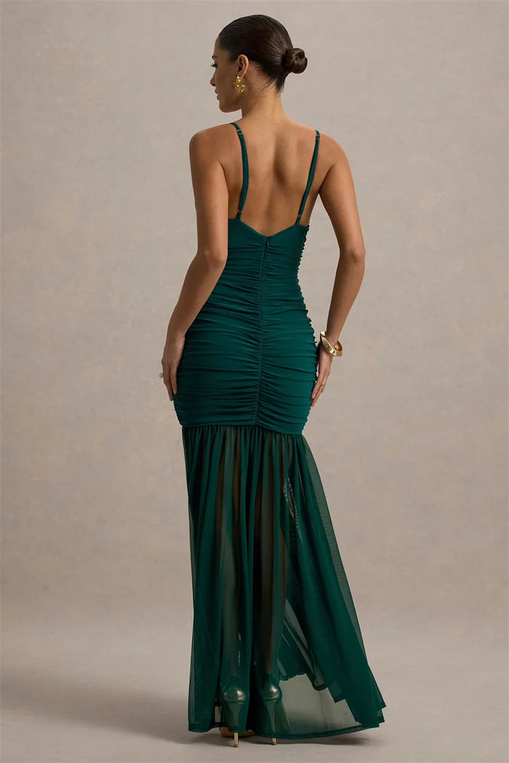 Women’s Ruched V-Neck Maxi Dress