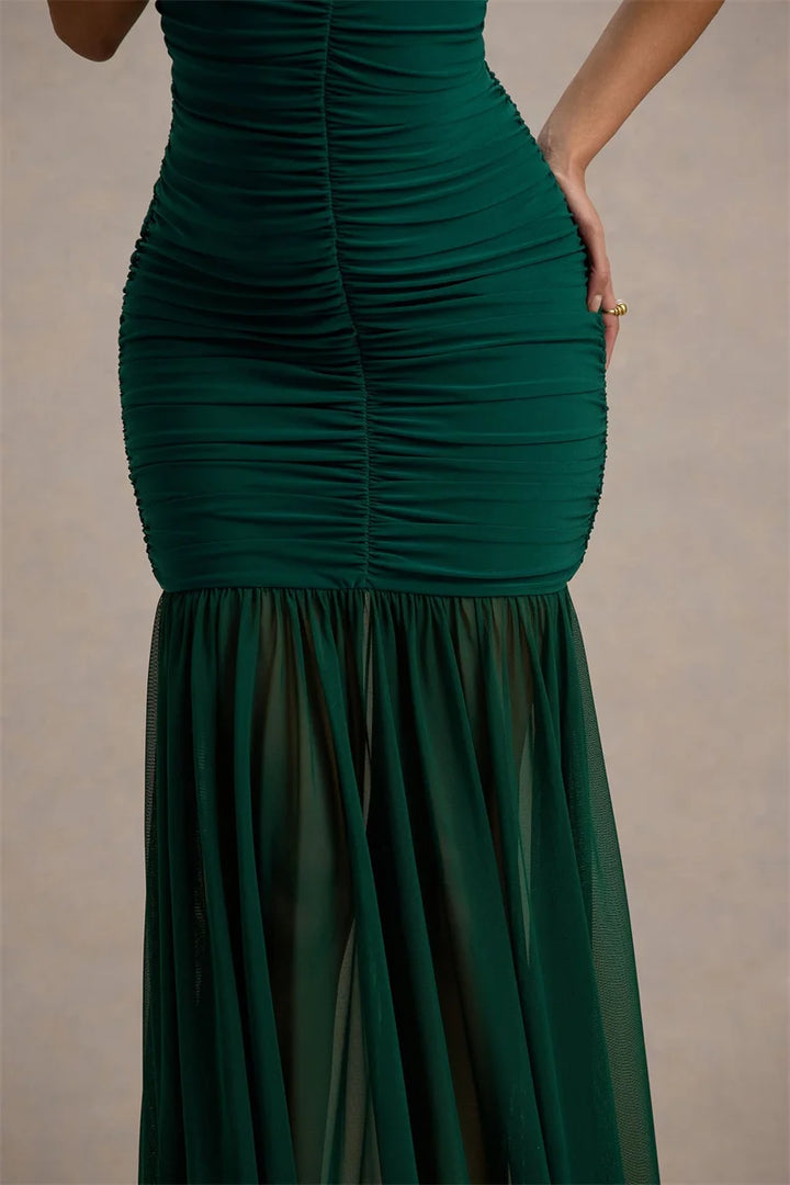 Women’s Ruched V-Neck Maxi Dress