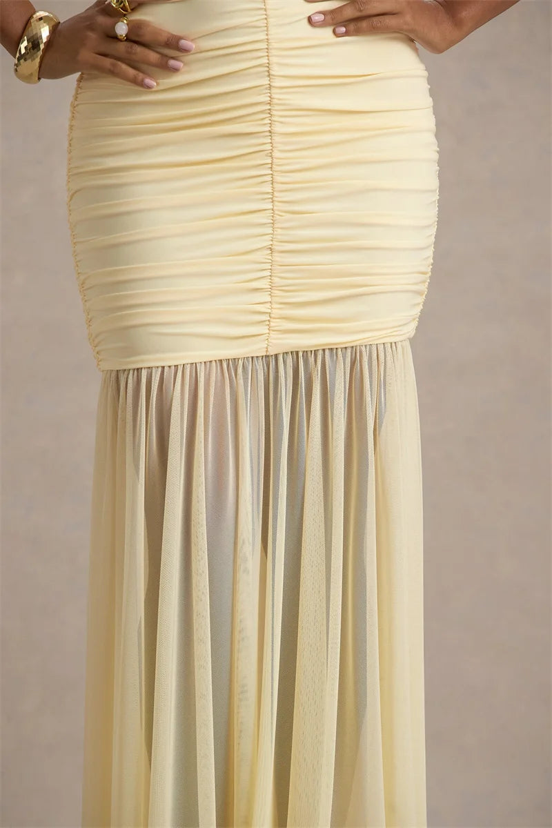 Women’s Ruched V-Neck Maxi Dress
