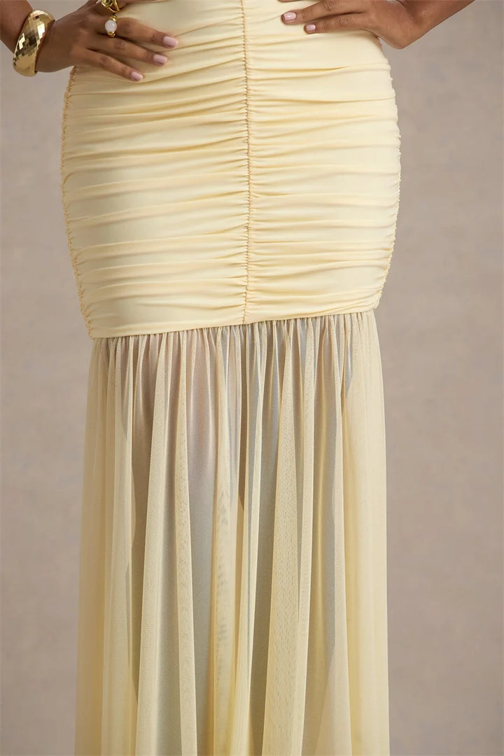 Women’s Ruched V-Neck Maxi Dress