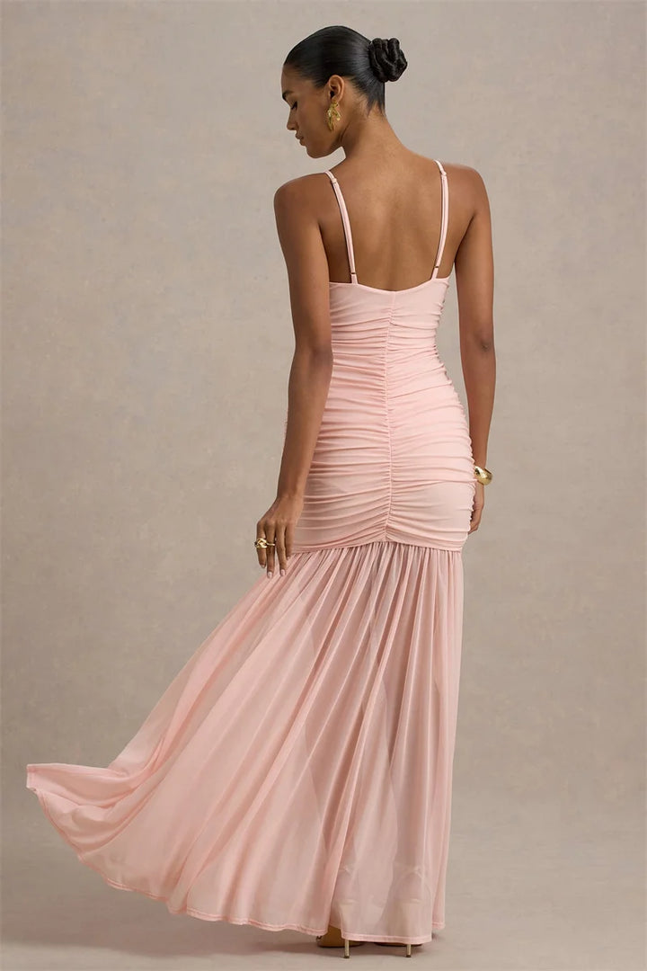 Women’s Ruched V-Neck Maxi Dress