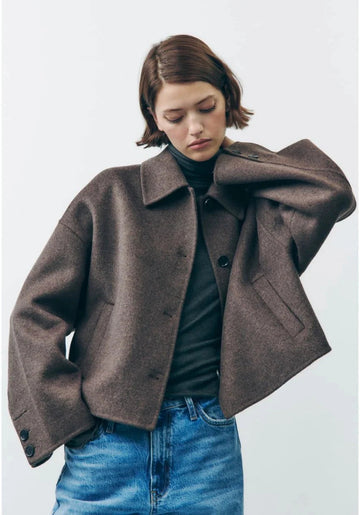 Women’s Short Button-Front Jacket with Collar