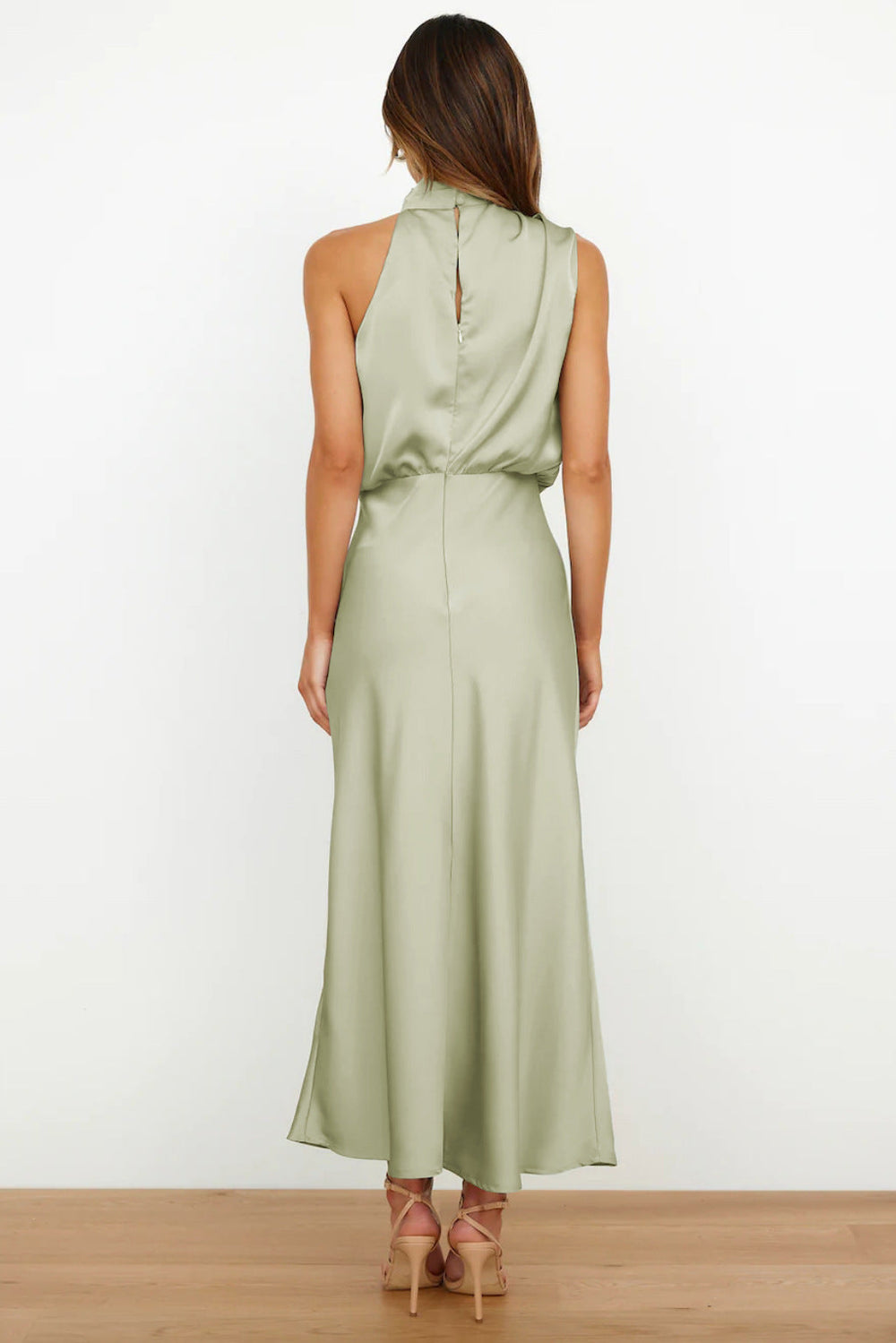 Women’s Sleeveless Maxi Dress with High Neck Detail