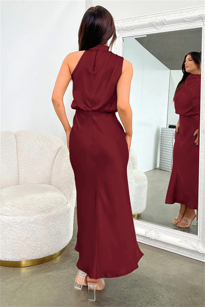 Women’s Sleeveless Maxi Dress with High Neck Detail