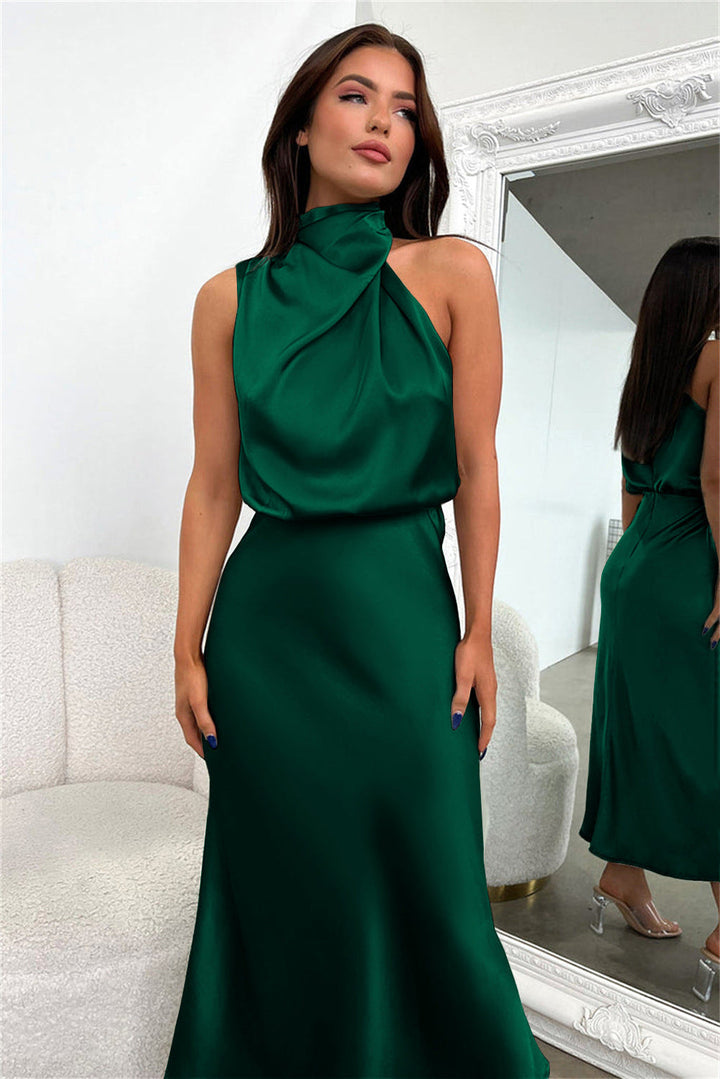 Women’s Sleeveless Maxi Dress with High Neck Detail