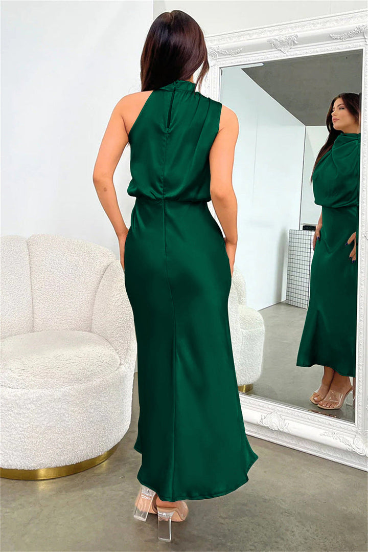 Women’s Sleeveless Maxi Dress with High Neck Detail