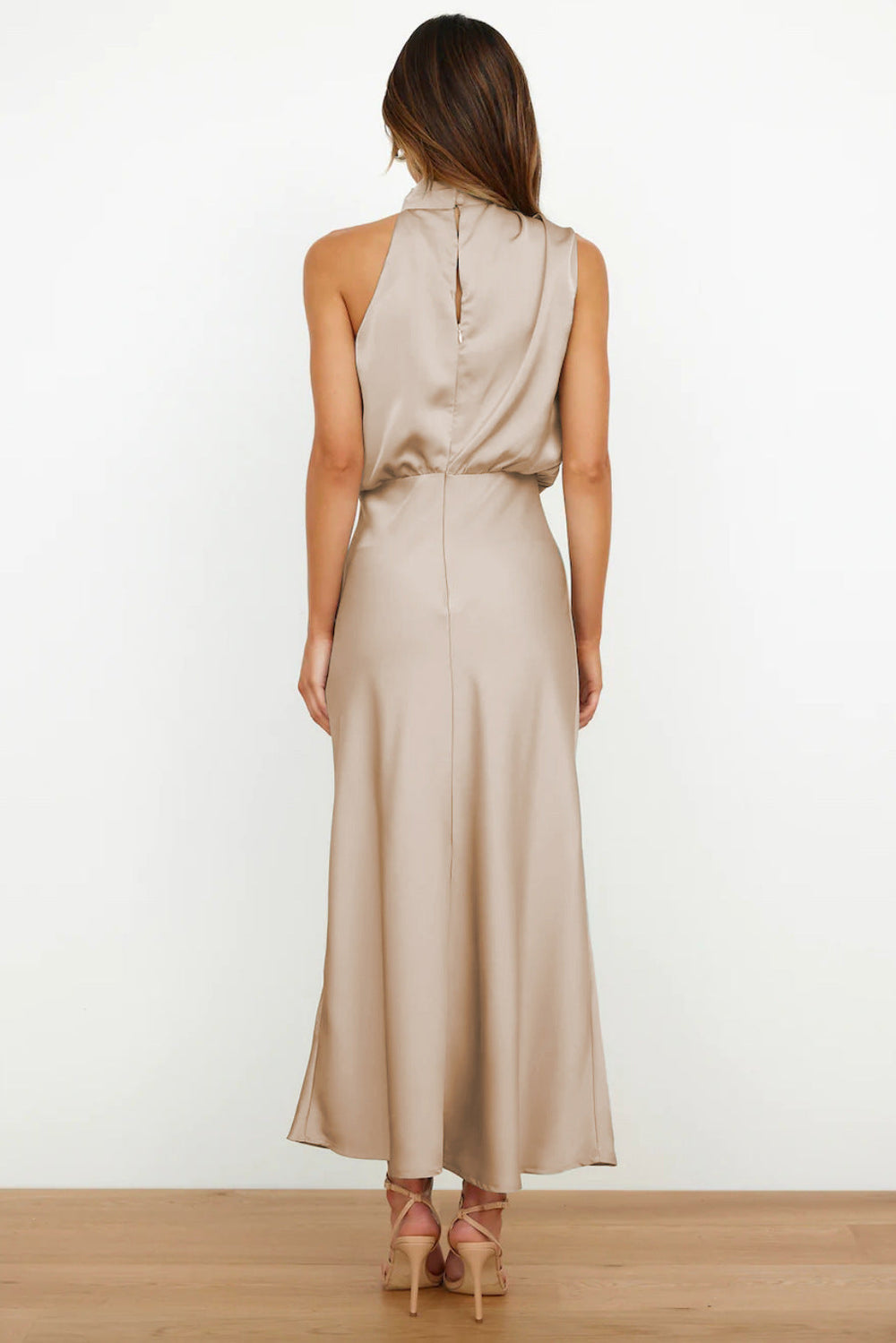 Women’s Sleeveless Maxi Dress with High Neck Detail