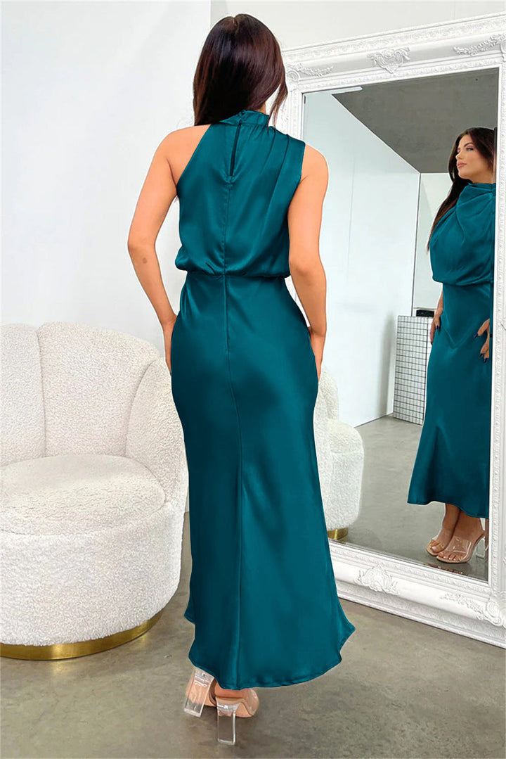 Women’s Sleeveless Maxi Dress with High Neck Detail