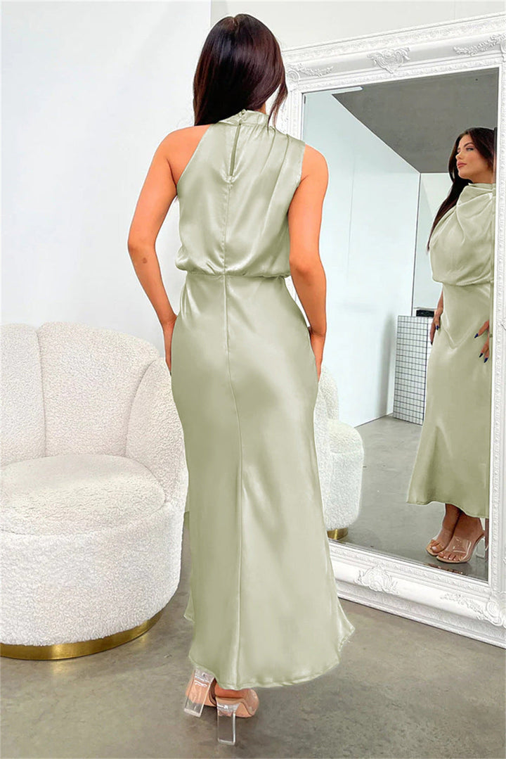 Women’s Sleeveless Maxi Dress with High Neck Detail