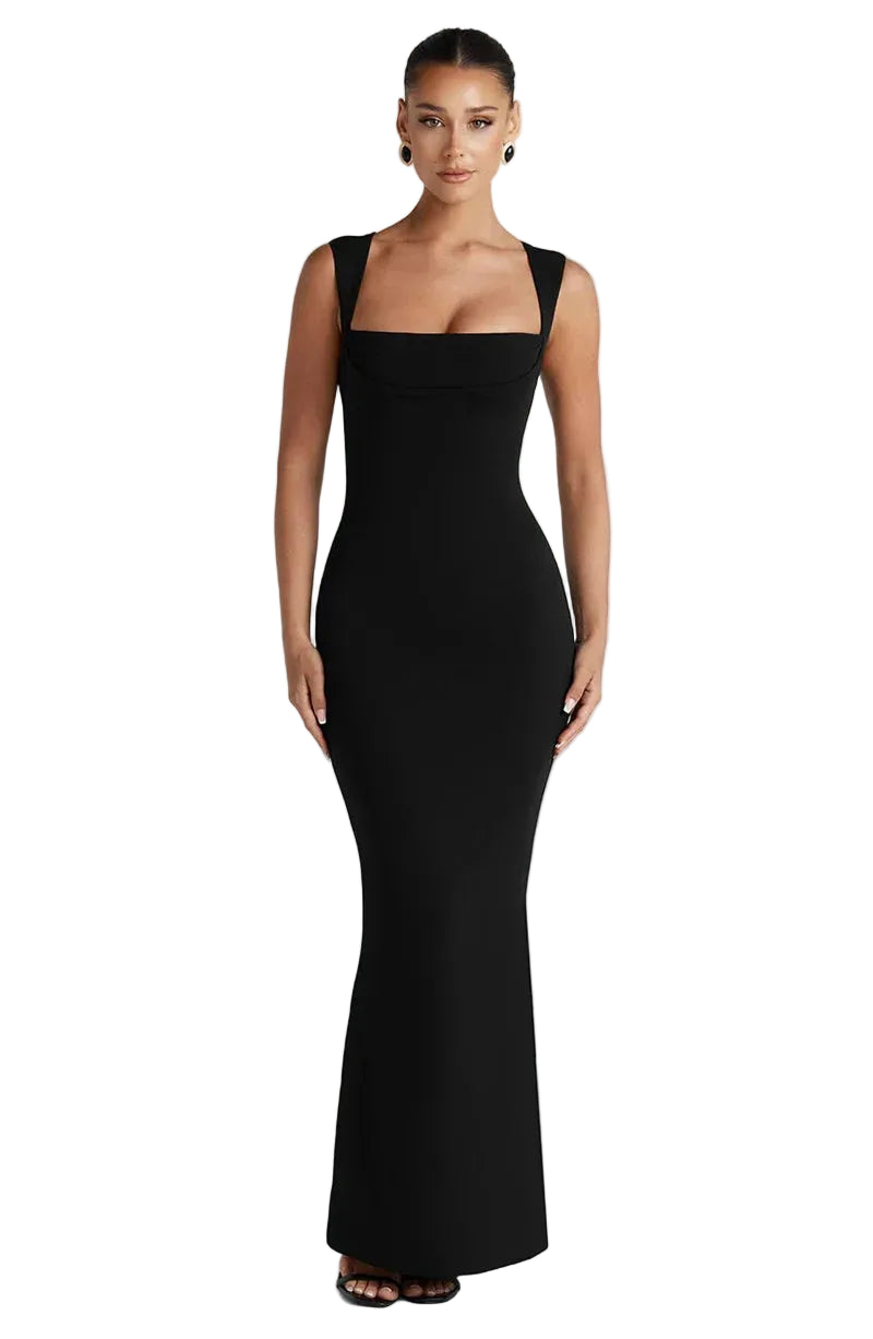 Women’s Sleeveless Maxi Dress with Square Neckline