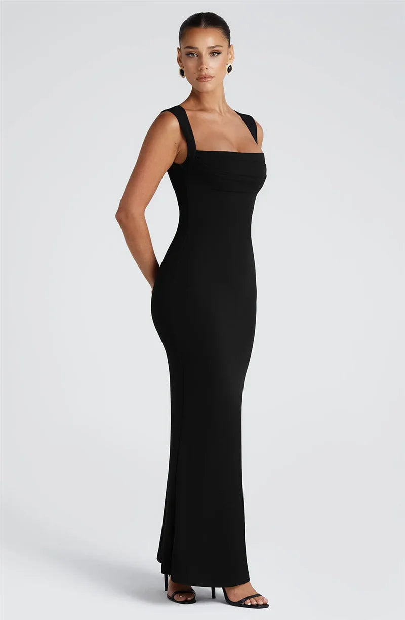 Women’s Sleeveless Maxi Dress with Square Neckline