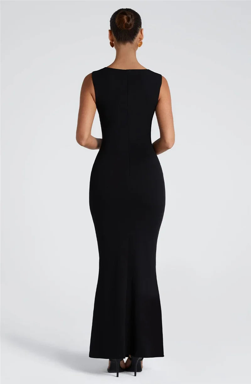 Women’s Sleeveless Maxi Dress with Square Neckline