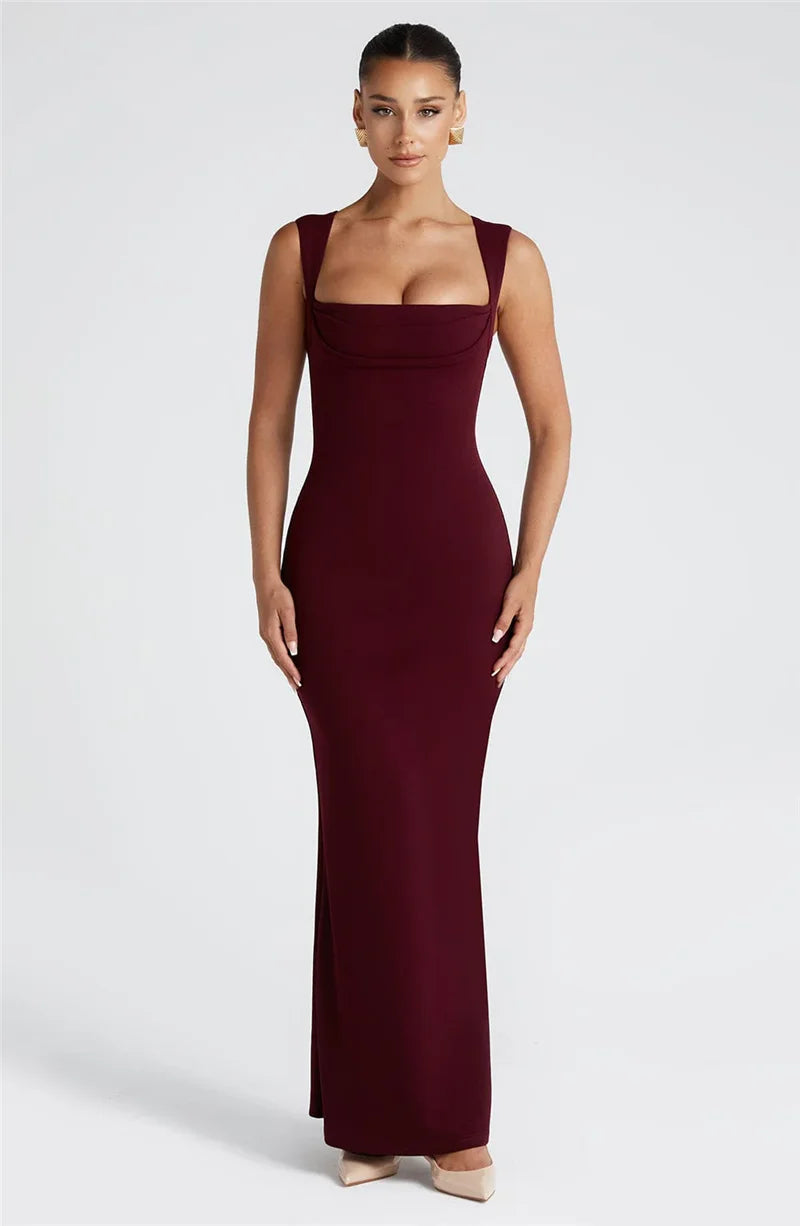 Women’s Sleeveless Maxi Dress with Square Neckline