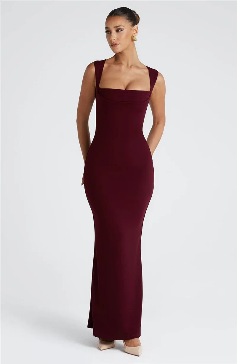 Women’s Sleeveless Maxi Dress with Square Neckline