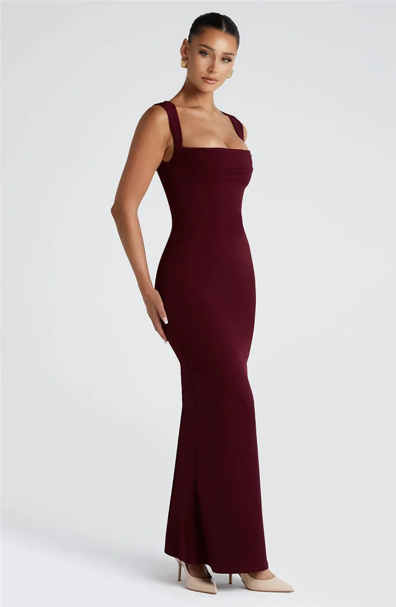 Women’s Sleeveless Maxi Dress with Square Neckline