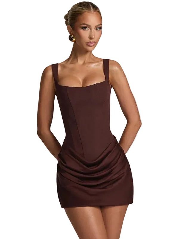 Women’s Square Neck Draped Mini Dress
