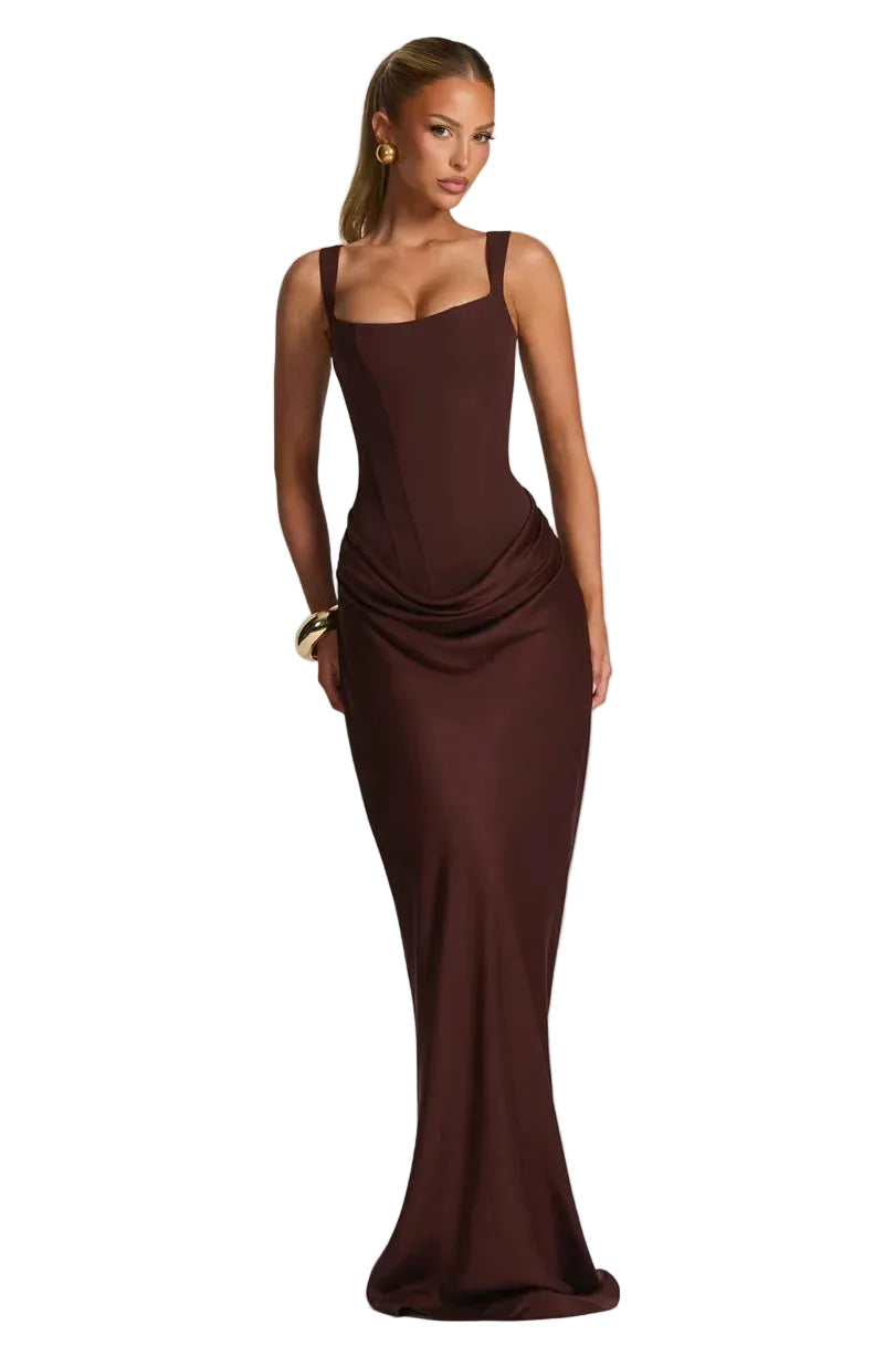 Women’s Square Neck Sleeveless Maxi Bodycon Dress