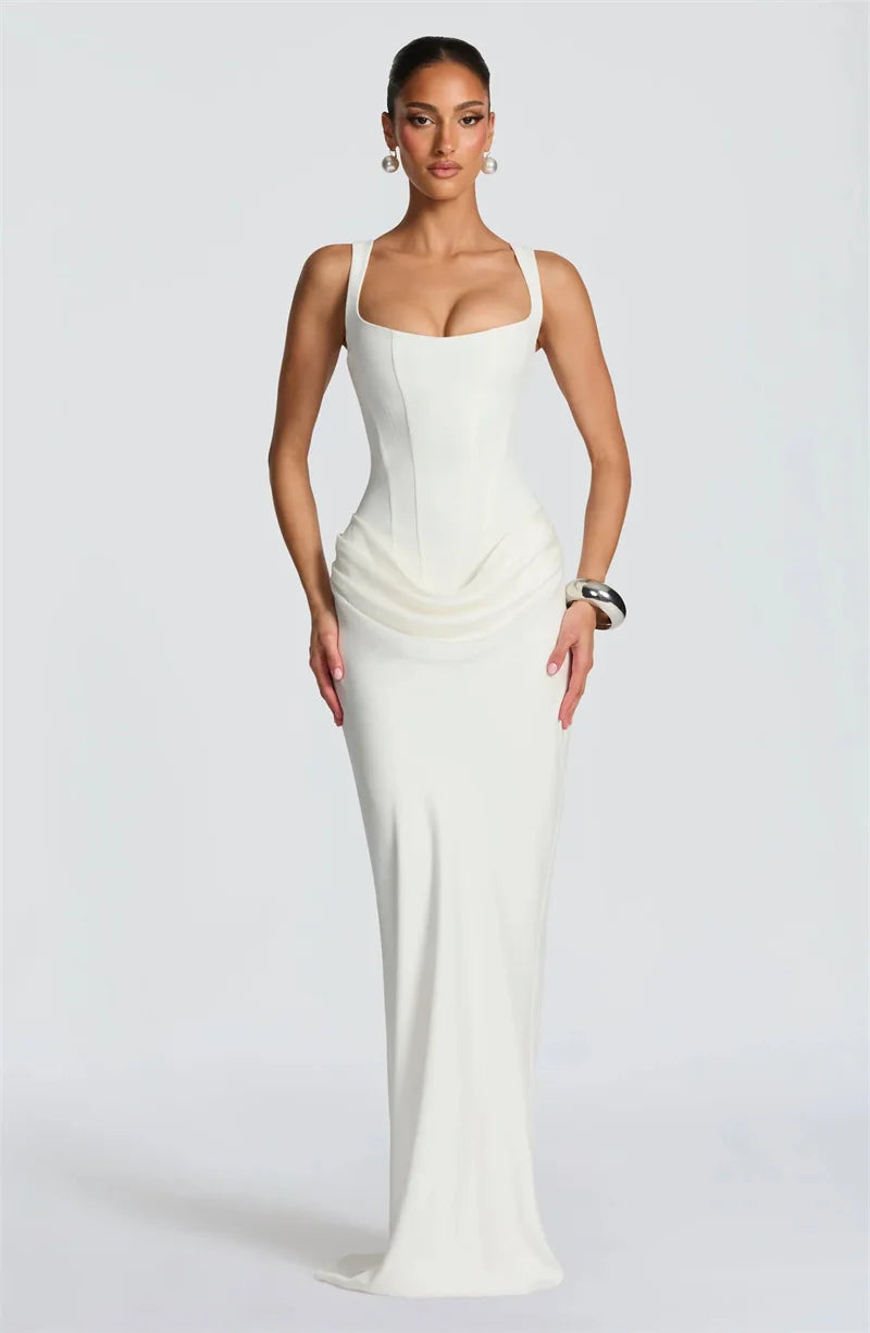 Women’s Square Neck Sleeveless Maxi Bodycon Dress