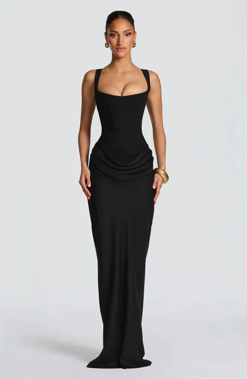 Women’s Square Neck Sleeveless Maxi Bodycon Dress