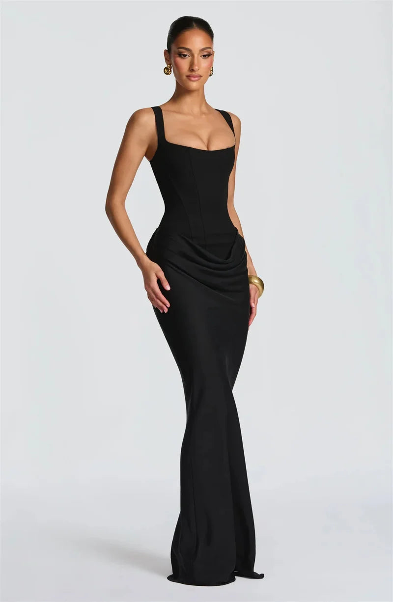 Women’s Square Neck Sleeveless Maxi Bodycon Dress