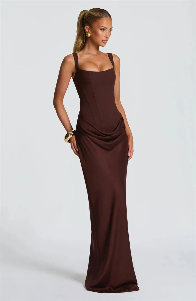 Women’s Square Neck Sleeveless Maxi Bodycon Dress