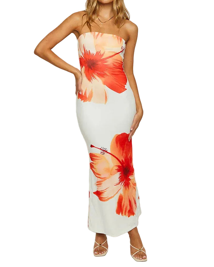 Women’s Strapless Floral Maxi Dress