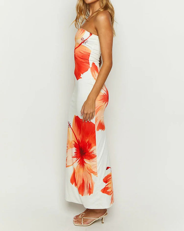 Women’s Strapless Floral Maxi Dress