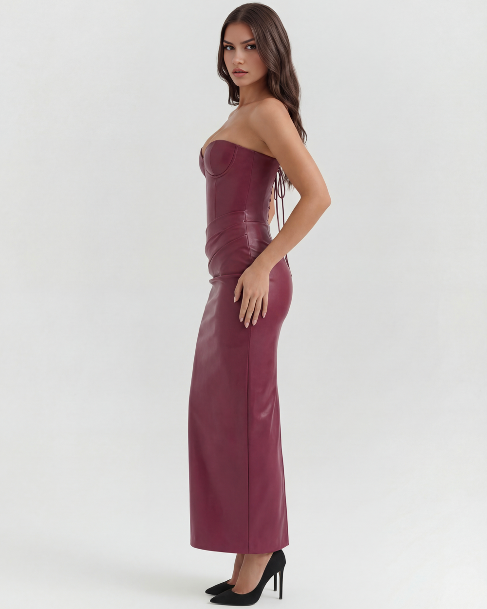 Women’s Strapless Maxi Dress with Fitted Bodice