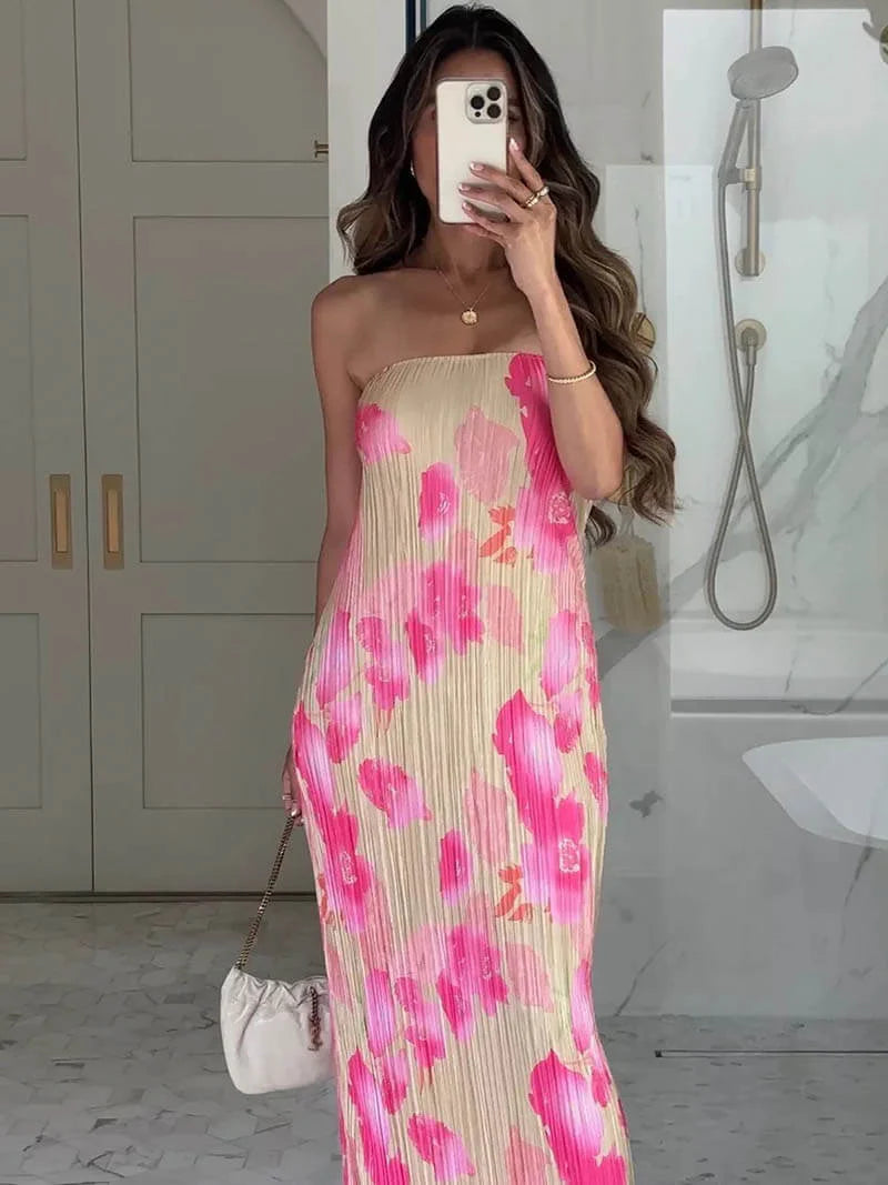 Women’s Strapless Sleeveless Maxi Dress