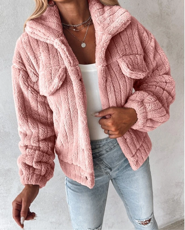 Women’s Textured Button Front Jacket with Chest Pockets