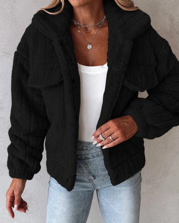 Women’s Textured Button Front Jacket with Chest Pockets