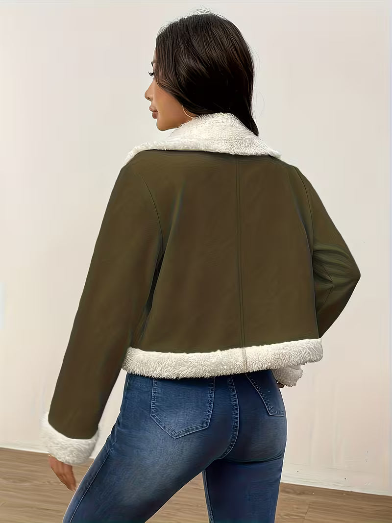 Women’s Zip Front Faux Shearling Jacket