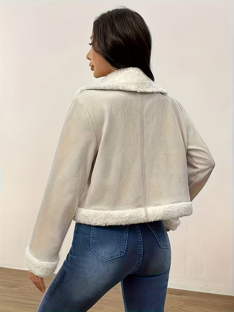 Women’s Zip Front Faux Shearling Jacket