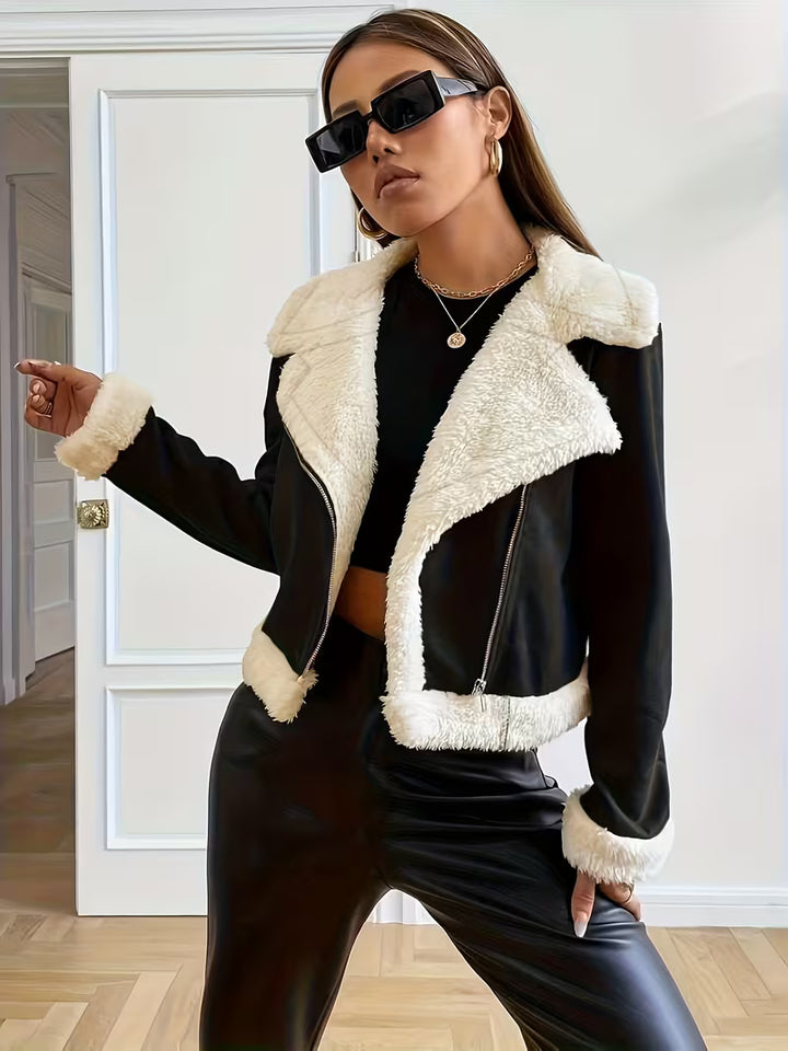 Women’s Zip Front Faux Shearling Jacket